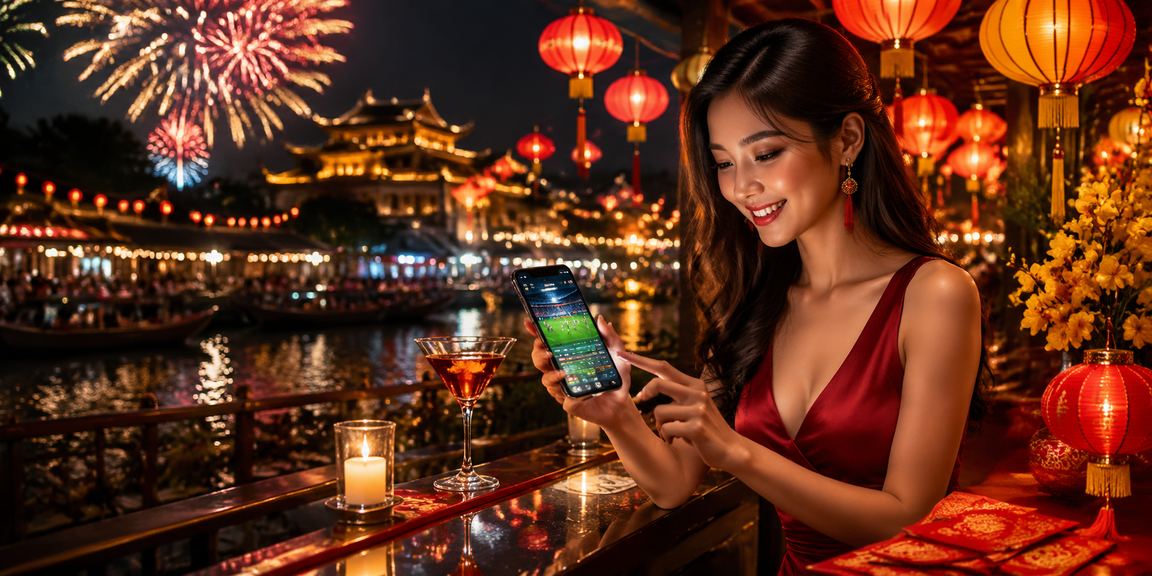 Đặt cược thể thao ban đêm tại chợ đêm Huế – màn hình di động sáng rực